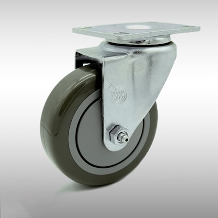 Service Caster 4 Inch SS Gray Polyurethane Wheel Swivel Top Plate Caster SCC-SS20S414-PPUB